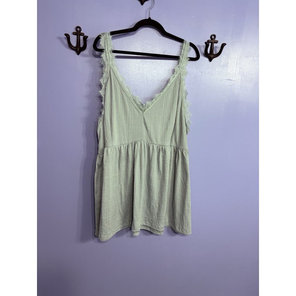 Hayden Los Angeles Sleeveless Top NWT w/Lace Trim Blue Size 3XL